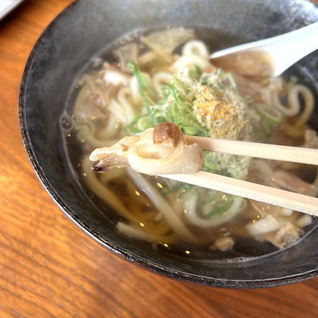 油カスを箸で持った感じ